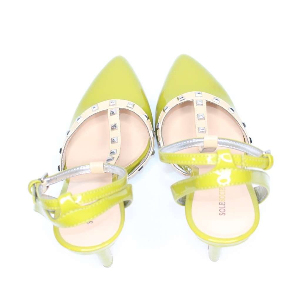 Sole Society Avocado Green Silver Studded Heels - Picture 8 of 8